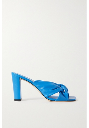 Jimmy Choo - Avenue 85 Knotted Leather Mules - Blue - IT40