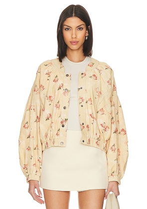 Free People Rory Bomber in Tan. Size M, S, XL, XS.