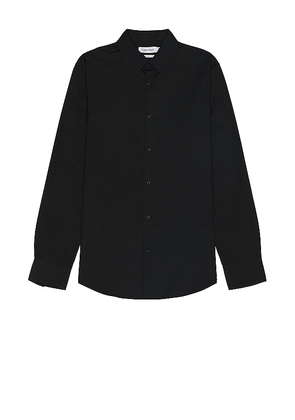 Calvin Klein Solid Stretch Slim Shirt in Black. Size L, S.
