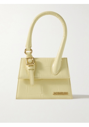 Jacquemus - Le Chiquito Moyen Mini Embellished Croc-effect Patent-leather Tote - Yellow - One size