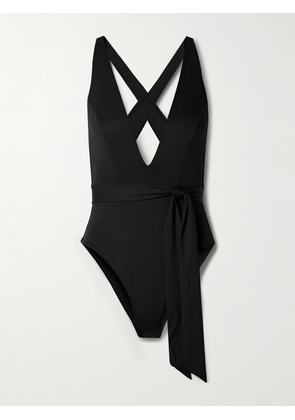 Max Mara - Cristel Belted Open-back Swimsuit - Black - x small,small,medium,large,x large