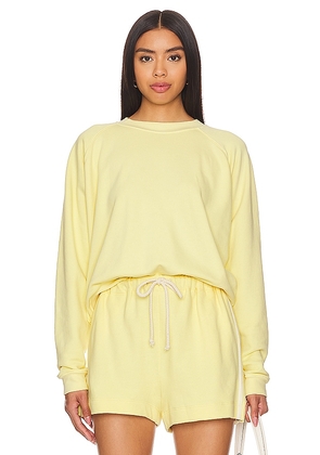 DONNI. Eco Terry Crewneck Sweatshirt in Lemon. Size M, S, XL.