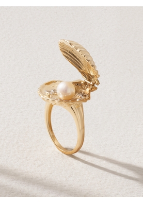 Mateo - Lady Venus 14-karat Gold, Diamond And Pearl Ring - 5,6,7