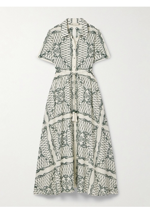 Tory Burch - Tasseled Printed Cotton-voile Midi Dress - White - x small,small,medium,large,x large