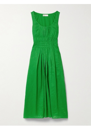 Tory Burch - Pleated Linen Midi Dress - Green - US0,US2,US4,US6,US8,US10,US12