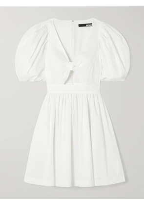 ROTATE Birger Christensen - Tie-front Cutout Organic Cotton-blend Mini Dress - White - DK32,DK34,DK36,DK38,DK40,DK42