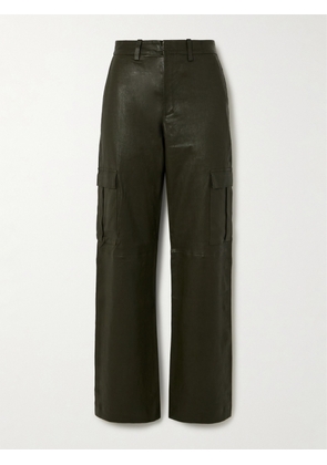 SPRWMN - Leather Wide-leg Cargo Pants - Green - x small,small,medium,large
