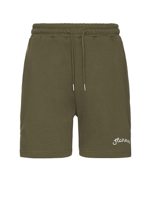 FLANEUR Signature Shorts in Olive. Size M, S, XL/1X.