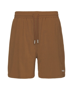 FLANEUR Essential Swim Shorts in Brown. Size M, S, XL/1X.