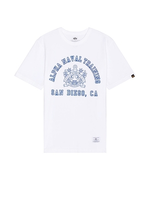 ALPHA INDUSTRIES Alpha Naval Base San Diego Tee in White. Size S.