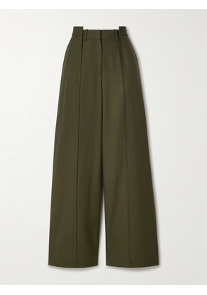 Jason Wu Collection - Asymmetric Paneled Wool-blend Wide-leg Pants - Green - US2,US4,US6,US8