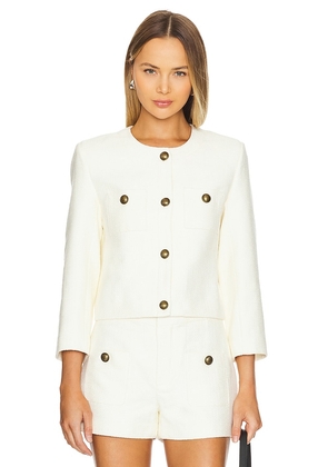FRAME Button Front Jacket in Cream. Size M, S.