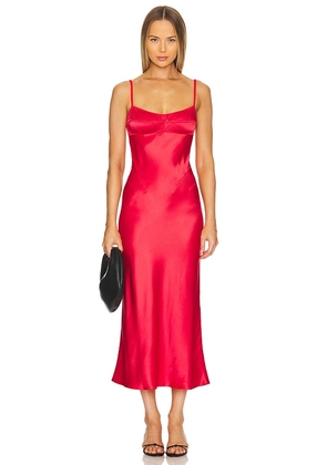 Anna October Waterlily Midi Dress in Red. Size M, S, XL, XS.
