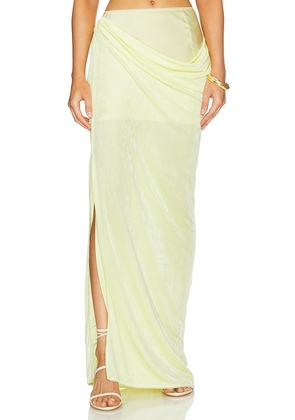 Anna October Casey Draped Maxi Skirt in Yellow. Size L, S, XL, XS.