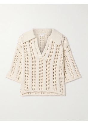 A.L.C. - Emil Cropped Open-knit Cotton Sweater - Ivory - x small,small,medium,large,x large