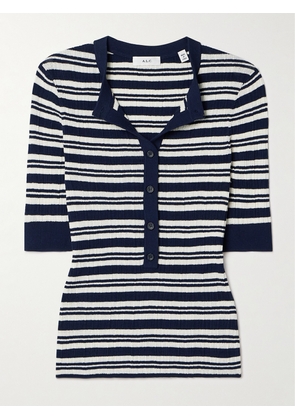 A.L.C. - Fisher Striped Ribbed Cotton-blend Top - Blue - x small,small,medium,large,x large