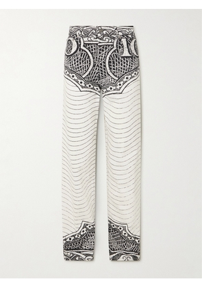Jean Paul Gaultier - Printed High-rise Tapered Jeans - White - 24,25,26,27,28,29,30