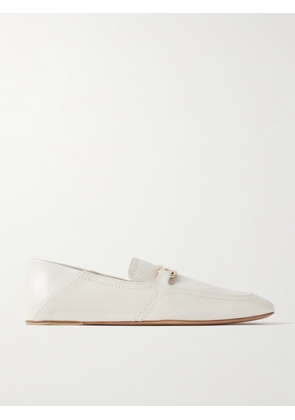Ferragamo - Elaine Collapsible-heel Embellished Leather Loafers - Off-white - US6,US6.5,US7,US7.5,US8,US8.5,US9,US9.5,US10,US11