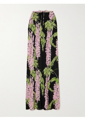 BERNADETTE - Emily Floral-print Silk Crepe De Chine Maxi Skirt - Black - FR34,FR36,FR38,FR40,FR42,FR44