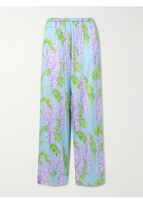 BERNADETTE - Louis Floral-print Stretch-silk Pajama Pants - Blue - FR34,FR36,FR38,FR40,FR42,FR44,FR46