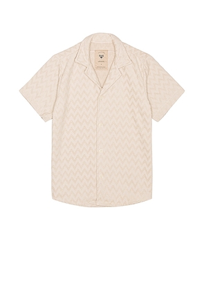 OAS Grey Zig Shirt in Taupe. Size L, M, XL/1X, XXL/2X.