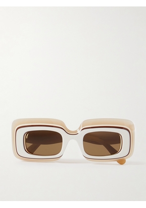Loewe - + Paula's Ibiza Layered Rectangle-frame Acetate Sunglasses - Neutrals - One size