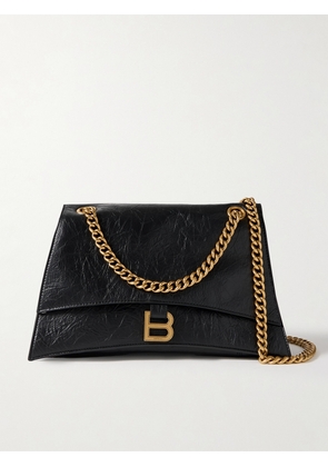 Balenciaga - Hourglass Crinkled-leather Shoulder Bag - Black - One size
