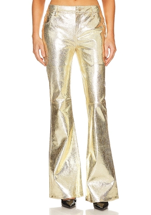 retrofete Lynx Leather Pant in Metallic Gold. Size M, S, XL.