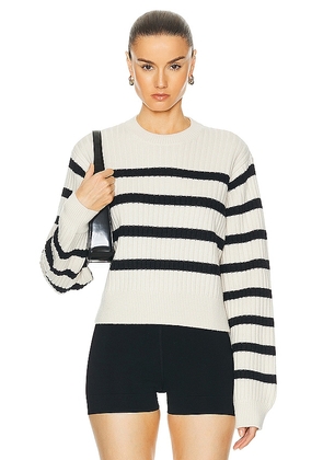 L'Academie by Marianna Brial Striped Sweater in Cream. Size L, S, XL, XS.