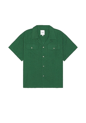 Found Textured Linen Short Sleeve Camp Shirt in Green. Size L, S, XL/1X.