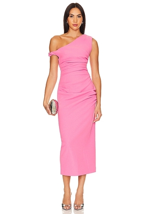 MISHA Alaska Midi Dress in Pink. Size M, S, XL, XS, XXS.