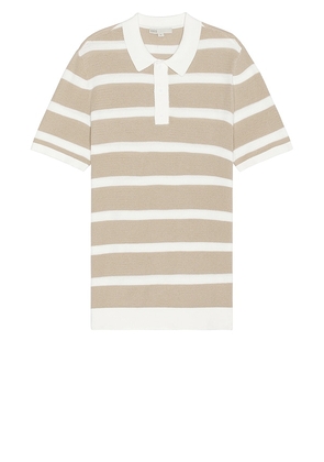 onia Short Sleeve Knit Polo in Tan. Size M, S, XL/1X.