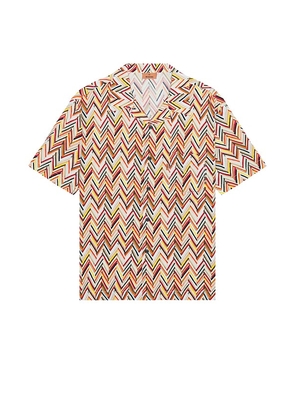 Missoni Short Sleeve Shirt in Orange. Size M, S, XL/1X.
