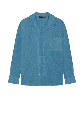SIEDRES Tab Closure Shirt in Blue. Size S.