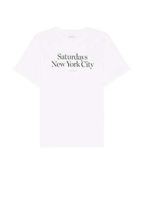 SATURDAYS NYC Miller Standard Short Sleeve Tee in White. Size L, S, XL/1X.