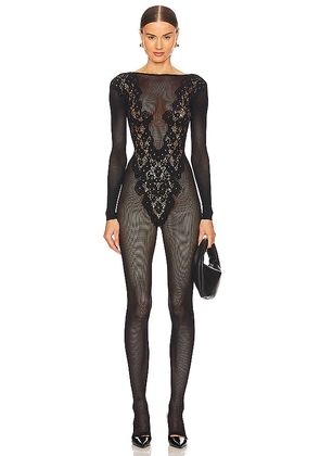 Wolford Flower Lace Jumpsuit in Black. Size M, S, XS.