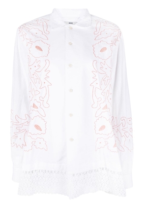 BODE crochet-trim embroidered cotton shirt - White