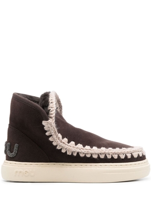 Mou Eskimo whipstitch-trim ankle boots - Brown