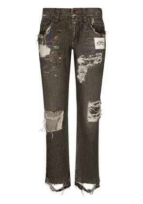 Dolce & Gabbana Re-Edition ripped straight-leg jeans - Grey