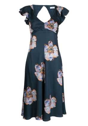 PS Paul Smith floral-print V-neck dress - Blue