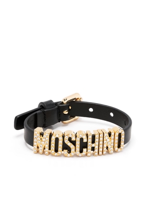 Moschino logo-lettering leather bracelet - Black