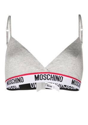 Moschino logo-tape triangle bra - Grey
