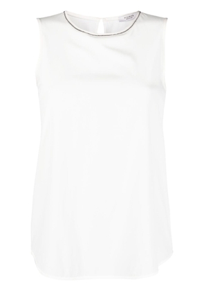 Peserico beaded-trim sleeveless blouse - White