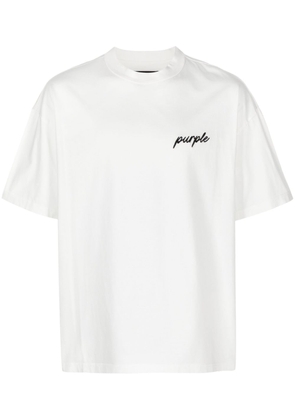 Purple Brand logo-embroidered cotton T-shirt - White