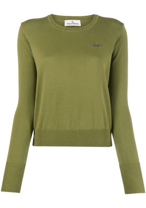 Vivienne Westwood Orb-embroidered cotton cashmere-blend jumper - Green