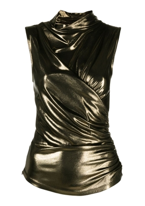 Blumarine metallic-finish gathering-detail blouse - Gold