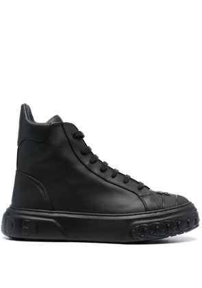 Casadei logo-plaque lace-up leather sneakers - Black