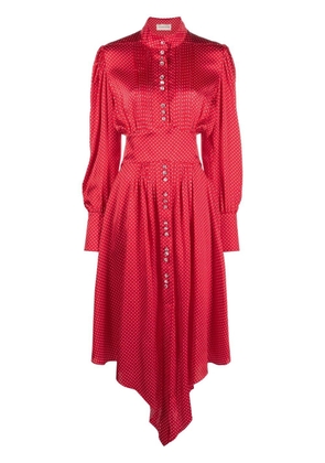 Alexandre Vauthier asymmetric polka-dot silk dress - Red
