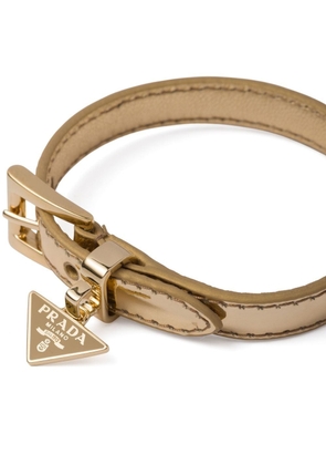 Prada triangle-logo leather bracelet - Gold