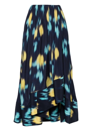 Lanvin abstract-print high-low skirt - Blue